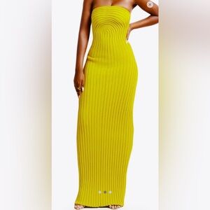 Hanifa Vibrant Yellow Strapless Dress